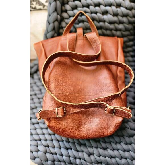 Portland Leather Goods Roll Top Backpack Sedona / Nutmeg Brown Pebbled Leather - Picture 2 of 15